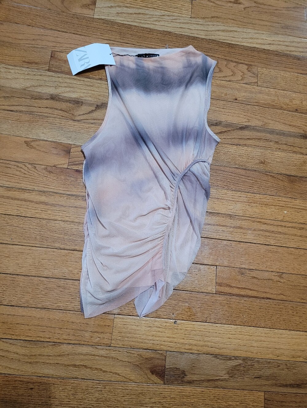Zara Pastel Pink and Light Gray One-Shoulder Camisole